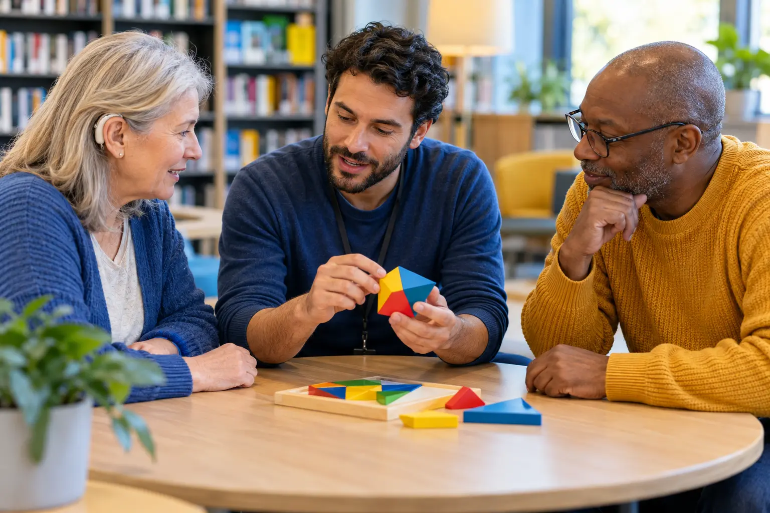 People learning together in a community setting · AI-generated illustrative imagery